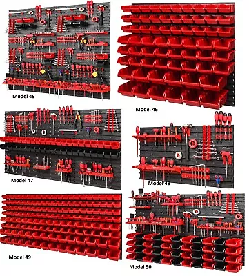 Wall Mounted Tool Peg Board Set Garage Storage Bins Workshop Rack Shed Organiser • £149.95