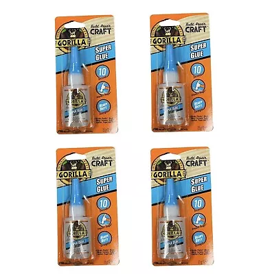 New Lot Of 4 Gorilla Clear Super Glue Heavy Duty 10 Seconds 0.53 Oz Bottle • $19.95