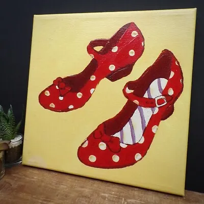 Shoe Wall Art Ikea Canvas Picture Print Painting Used Quirky Unusual Red White • £15
