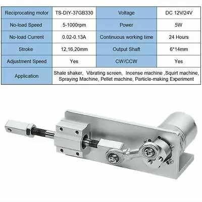 Reciprocating Cycle Linear Actuator Telescopic Motor Stroke 12-20MM Adjustable • £44.39