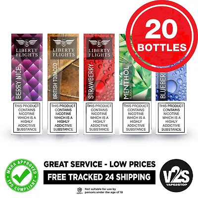 Liberty Flights E Liquid X 20 10ml Bottles FREE ROYAL MAIL TRACKED 24 SHIPPING • £44.99