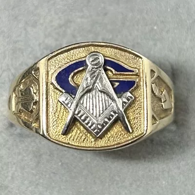 10k Yellow Gold Ancient Freemason Masonic “G” Symbol Band Ring Sz9.5 4.02g • $395