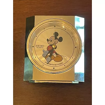 The Walt Disney Company Mickey Mouse Desk Clock Seiko Quartz Made In Japan Gold • $55