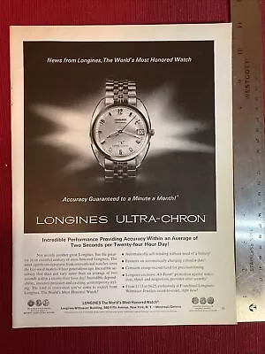 £7.69 • Buy Longlines Ultra-Chron Watch 1968 Print Ad - Great To Frame!