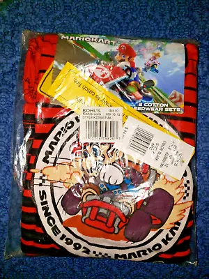 NWT MARIO KART 2 Sets Pajamas Boys L/S Shirt Pants 4 Piece Mario Pjs Set Size 6 • $29.99