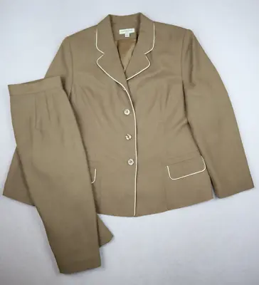 Amanda Smith - Women's Beige Brown Skirt Suit - Size 12 - Business Career • $24.49