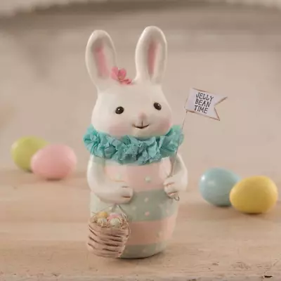 Bethany Lowe Jelly Bean Time Pastel Easter Bunny Figure New Pink Blue Striped • $31.45