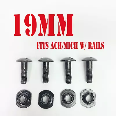 19mm ACH W/ RAILS HELMET HARDWARE SET 4-POINT CHINSTRAP SCREW BOLT & NUT 4pk New • $11.99