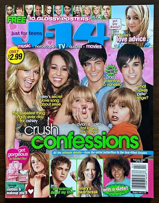 J-14 Magazine February 2007 Zac Efron Miley Cyrus Cole Sprouse Hilary Duff • $18