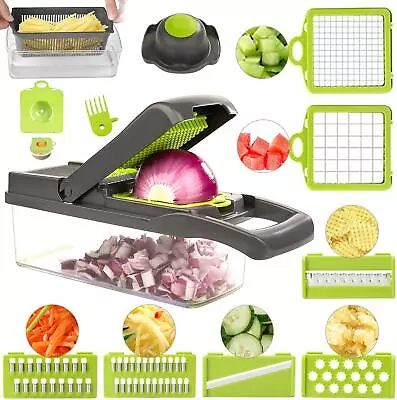 £11.99 • Buy 15 In 1 Vegetable Slicer Chopper Salad Fruit Mandolin Food Dicer Cutter Peeler