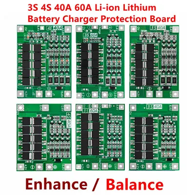 3S 4S 40A 60A Lithium Battery Charger Protection Board 18650 BMS Drill Motor • $7.56