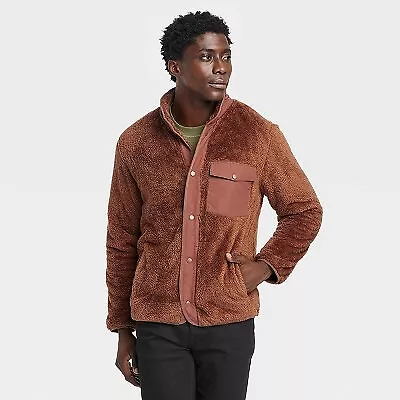 Men's Big & Tall Solid Faux Shearling Glove Faux Fur Jacket - Goodfellow & Co • $14.99