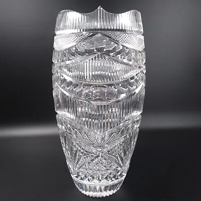HERITAGE IRISH CRYSTAL 12  Eimear Vase Lead Crystal Master Cutter Crafted • $300