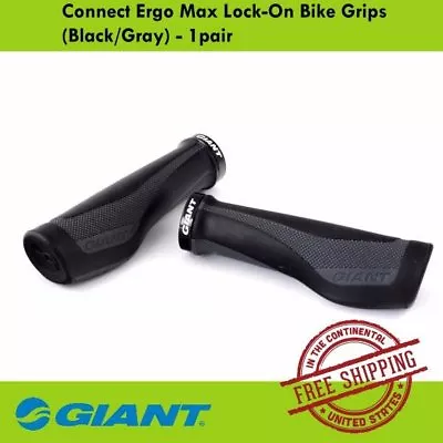 $22.69 • Buy Giant Connect Ergo Max Lock-On Grips (Black/Gray) Comfort MTB Bike Grip -1 Pair