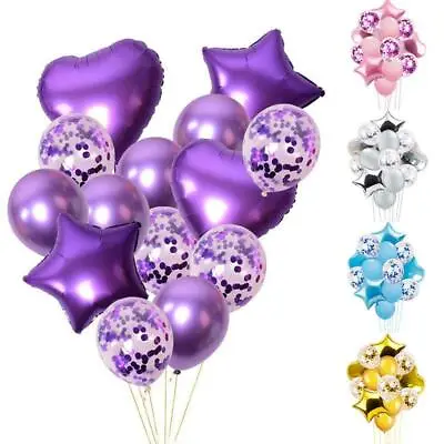 Confetti Latex Foil Helium Balloons Wedding Birthday Hen Party 14PCS / Set Decor • £3.98