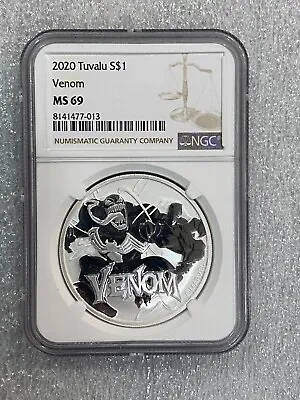 2020 Tuvalu Marvel Venom 1 Oz .9999 Silver Dollar Coin ~  NGC MS 69 • $55