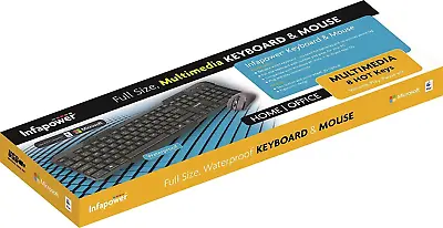 £15.99 • Buy Infapower X203 Full Size Wired Keyboard And Mouse, Black 