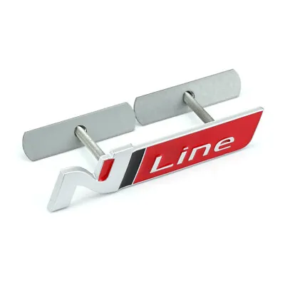 Chrome Red N Line Front Grille Emblem For Veloster Sonata Tucson N Elantra I20 • $12.59