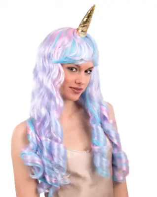 Deluxe Unicorn Wig With Removable Horn Pastel Mermaid Colours Angel Fancy Dress • $39.24