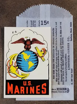 Vintage US MARINES Water DECAL 1950's Globe And Anchor US Armed Forces Old Oohra • $12.49