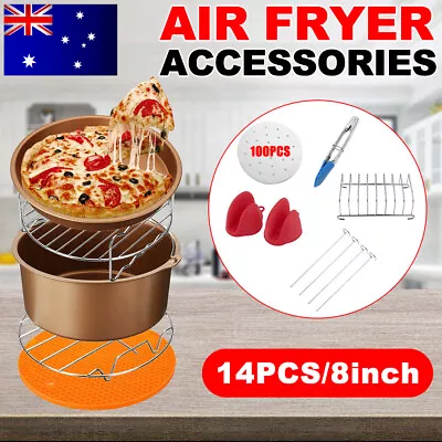 14PCS 7/8inch Air Fryer Accessories Tools Cake Pizza Pan BBQ Rack Metal Holder • $30.95