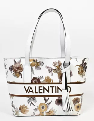 Mario Valentino Lavoro En Fleur Blooming Flowers Leather Tote Shoulder Bag White • $89.99