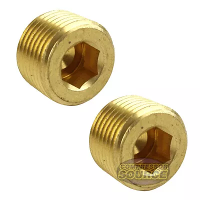 3/8  Solid Brass Male NPT Thread Allen Head Pipe Plug Hex Socket 50135 2-Pack • $8.49