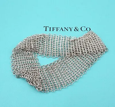 Tiffany & Co Elsa Peretti Mesh Bracelet 7.5  Sterling Silver BS2891 • $692.14