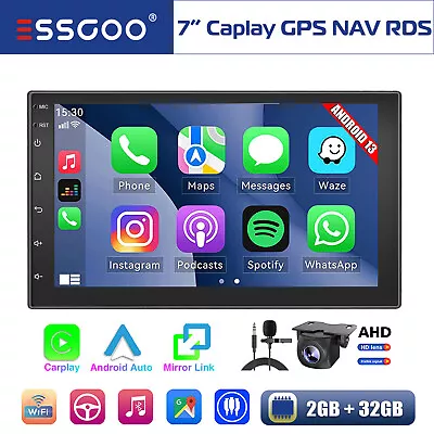 7  Android 13 Auto Carplay Stereo GPS NAV Radio Double 2 DIN 2+32GB + MIC Camera • $77.89