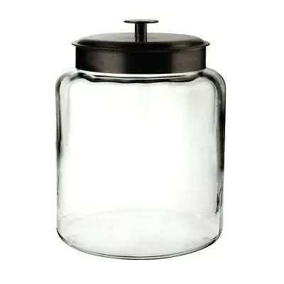 Anchor Hocking? 2 Gal Glass Montana Jar With Black Metal Lid - 8 3/4 Dia X 11 • $58.84