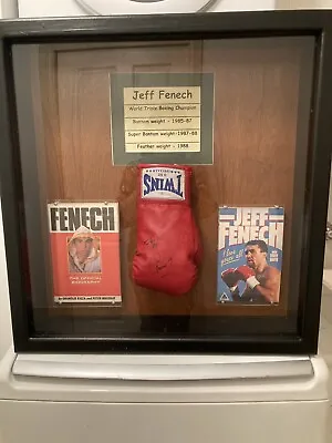 $350 • Buy Jeff Fenech Boxing Memorabilia Signed Glove & Book - 3D Display Wall Case