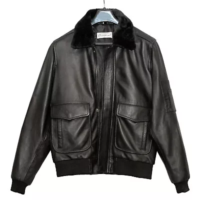 Aviator G-1 Flight Bomber Jacket Soft Sheepskin Leather W/ Removable Fur Collar • $109.99