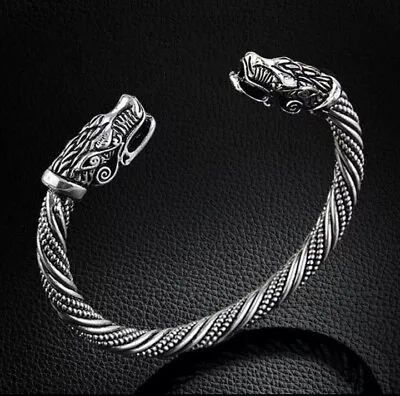 £8.44 • Buy Men's Women Norse Viking Retro Wolf Head Bracelet Armring Bangle Punk Wristband