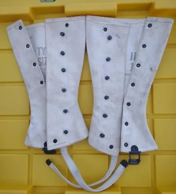 Vtg WWII US Military Canvas Leggings Gaiters Boot Covers Type 2 Size 1 White • $29.99