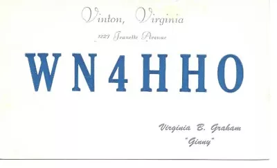 QSL 1962 Vinton VA Virginia Graham YL    Radio Card • $5.52