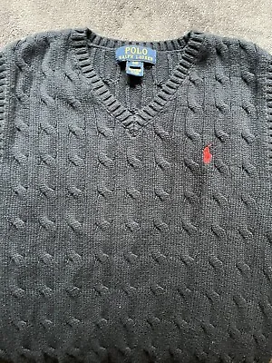 Polo Ralph Lauren Boys  Navy Cable Knit Pullover Vest 8 • £8