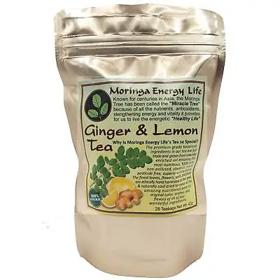 Moringa Ginger Lemon Tea Bags 28 Teas • $6.95