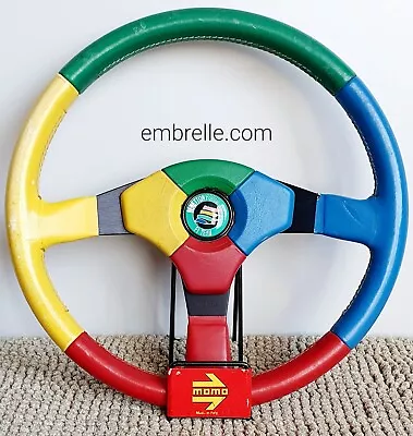 MOMO Benetton Harlequin F1  BMW E30 VWGolf Leather Steering Wheel VERY RARE 1991 • $399.99