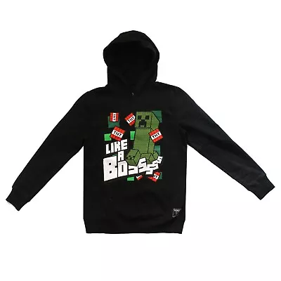 Kids Boys Minecraft Hoodies Like A Boss Creeper TNT Hooded Top Black Age 7-16 Yr • £9.99