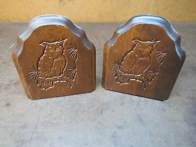 Wood Great Horned Owl Bookends 1970's • $10