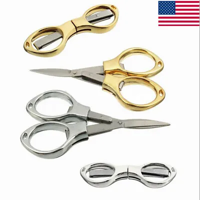  Folding Camping Stainless Steel Scissors Keychain Fishing Scissor Mini Cutter • $2.27