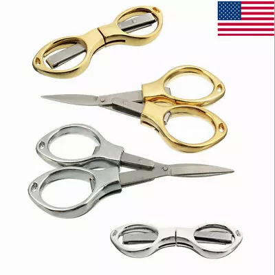 Stainless Steel Mini Folding Fishing Scissor Keychain Pocket Scissors Cutter • $2.39