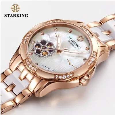 STARKING 34mm Automatic Watch Ladies Rose Gold Vogue Dress Waterproof Ceramic • $147.50