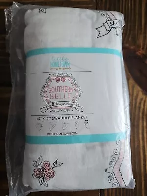 Little Hometown Baby's Southern Belle Muslin Swaddle Blanket White One Size • $17.99