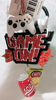 VIDEO GAME ON ORNAMENT Christmas Gamer Headphones X Controller Box Soda Chips • $7