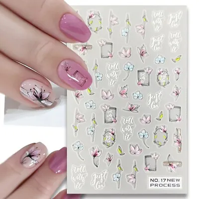 Nail Art Stickers Transfers Decals Spring Summer Flowers Floral Fern Leaf (NP17) • £2.05