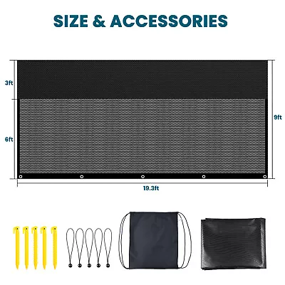 RV Awning Accessories Side Sun Shade Screen For Camper Sunshade 9' X 19'3''FT • $89.36