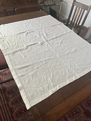 Vintage White Linen Damask Tablecloth Monogram 45 1/2 X 40 • $2.99