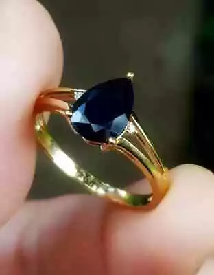 Pear Cut Lab Created Blue Sapphire 14k Yellow Gold Plated Engagement Ring 2.00Ct • $86.39