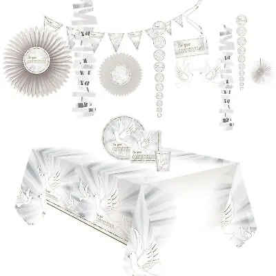 On Your Confirmation White Dove Party Tableware Plates Napkins Cups Decorations • £5.77